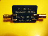 426 MHz Bandpass Filter Band Pass; 20 MHz Bandwidth